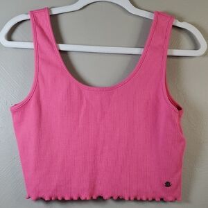ROXY Pink Ribbed Cropped Tank Top. Medium